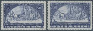 Austria: 1933 WIPA 50g on ordinary paper Mi 555 (SG 703) and also on granite paper Mi 556 (SG 704) both unmounted, Cat â€šÂ¬1000 (Â£650 for mounted). (2)