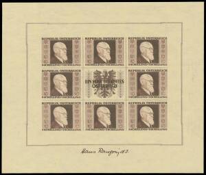 Austria: 1946 Karl Renner imperforate sheetlets Mi 772B-775B (SG MS976), unmounted, Cat â€šÂ¬2600 (Â£2500). (4 sheetlets)