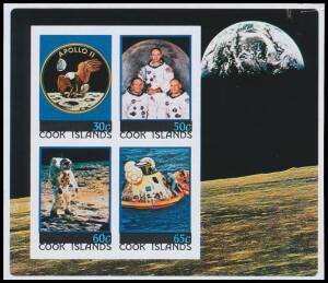 Cocos: 1979 Apollo 11 Moon Landing M/S imperforate proof in issued colours unmounted, minor bend at upper right.