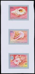 Cocos: AITUTAKI: 1974 Shells imperforate set of 12 colour proofs 3-up in four separate blocks unmounted. (12)