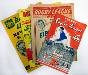 1950-58 "The Rugby League News" programmes (16); "Sporting Life" magazines (32 issues 1948-55); "The Encyclopeadia of Australian Rugby League Players"; plus range of War books & magazines (22). Fair/G condition.