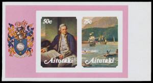 Cocos: AITUTAKI: 1979 Captain Cook Death Bicentenary Paintings M/S imperforate progressive colour proofs, unmounted. (7)