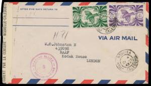 France: NEW CALEDONIA: WWII commercial mostly airmail covers with censor labels including local types in black/white x2, black/green x3, black/pink & black/buff, cachets including 'CENSURE ALLIEE/NOUVELLE CALEDONIE' Numbers 3 5 8 9 & 10, good range of fra