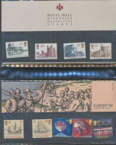 GB: Accumulation from QV in stockbooks up to modern on piece, quantity of booklets & presentation packs with substantial face value plus covers including commercial mail & albums of FDCs, also some Guernsey, Jersey & Isle of Man, plus two dozen or so 1990