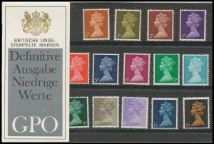 GB: PRESENTATION PACKS: 1964-70 complete run in album with slipcase including German text issues with 1967 Paintings, 1968 January to August issues, Christmas, 1969 Ships, Concorde, Low Value Definitives (scarce), High Value Definitives, Anniversaries, A