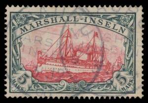 Nauru: GERMAN PERIOD: 1901 Marshall Islands Yachts 3pf to 5mk Mi 13-25 plus duplicates to 50pf, all with 'NAURU' cds, the High Values datestamped twice as required by the Regulations, Cat â€šÂ¬1300+. (13)