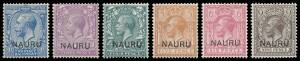 Nauru: 1916-23 Overprints on Great Britain KGV Heads Double Overprints (One Albino) comprising Â½d (unmounted), 1d (heavy hinge remainder), 2Â½d (a little aged but unmounted), 3d (minor hinge remainder), 4d, 5d, 6d & 9d SG 1b, 2cb, 6b to 10b & 11a, Cat Â£