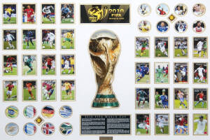 2010 FIFA WORLD CUP: Display celebrating 2010 FIFA World Cup in South Africa, limited edition 47/499, window mounted, framed & glazed, overall 111x80cm.