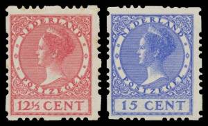 Neth: 1925-30 Definitives all with Interrupted Perfs, some hinge remainders noted but generally lightly mounted with a few unmounted, STC â€šÂ¬1100 approximately. Acquired at a Melbourne auction in 2002 for $730. (62)