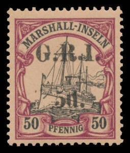 New Guinea - GRI: 1914 Overprints on Marshall Islands '4d.' on 40pf & '5d.' on 50pf SG 56 & 57, unmounted, Cat Â£470+ (mounted). (2)