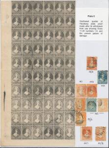 New Zealand: Chalons 2d blue x4 & 2d orange-vermilion x16 including a pair & one on piece) all with Re-Entries, STC Â£1000+; plus a complete sheet of 240 of the Hausberg reprinted plate proofs divided into four blocks of 60 (plus an extra block of 60 from