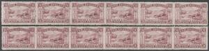 New Zealand: 1902-07 Pictorials with Watermark Perf 14 9d Pink Terrace SG 326 horizontal strips of 6 in purple & reddish purple shades (CP #E17d1 & 2) both with full 'NEW ZEALAND POSTAGE' Watermark (the first inverted), characteristic rough perfs, full u