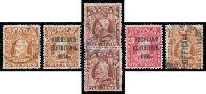 New Zealand: 1909-16 KEVII Issues collection with strength in the numerous multiples including Â½d block of 18 with complete strikes of the huge 'HIGH STREET/12JUN1915/PARCELS/CHRISTCHURCH' d/s, 3d block of 8, 4d orange strip of 4, 4d yellow block of 6, 5