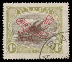 Papua: 1931 'AIR MAIL' overprints Lakatois 3d 'AIR MAIL' Harrison, Cooke & Ash printings, 'Plane' overprints Harrison printings 6d & 1/- x2 one being the scarce deep carmine overprint from the first printing which is unlisted in Gibbons plus Ash printings