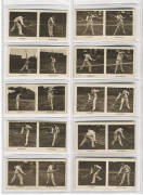 1923-36 tennis cards, comprising 1923 Nicolas Sarony "Tennis Strokes" [25]; 1930 Godfrey Phillips "Lawn Tennis" [25]; plus 1936 Players "Tennis" [50]. G/VG.