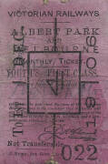 VICTORIAN RAILWAYS: Monthly Tickets (8) 1906-37; aluminium yearly tickets (13), male & female, 1972-81, from a range of suburban stations; plus "Victorian Railways Ticket Checkers' Manual" (1961) - A remarkable book both illustrating (in full colour) and - 2