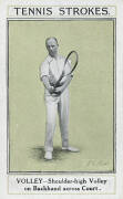 1923-87 tennis cards, comprising 1923 Sarony "Tennis Strokes" (2 sets & 22/25); 1928 Churchman "Men of the Moment in Sport" (9 tennis players); 1930 Godfrey Phillips "Lawn Tennis" (2 sets); 1934 MacRobertsons "Champions" (8 tennis players); 1936 Players " - 2