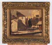 MAX MELDRUM (1875-1955): &ldquo;A Street in Paris&rdquo;, oil on board, signed lower right, 40x32cm. Endorsed on reverse &ldquo;Clamart 1930&rdquo;, and with label, &ldquo;A Retrospective Exhibition of the Paintings of Max Meldrum, 1954&rdquo;. - 2