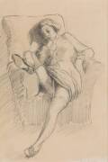 CLIVE STEPHEN, lithograph of girl asleep in chair, signed lower right, window mounted, framed & glazed, overall 41x53cm.