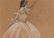 ENID T.L.DICKSON (1895-1967), two chalk drawings of ballerinas, one titled "Sylphides" and signed lower right, window mounted, framed & glazed, overall 40x35cm; other unsigned, framed & glazed, overall 44x37cm. - 2