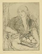 EUROPE: Collection of etchings, lithographs, woodblocks & prints (23 items), noted "Maisons Sur La Riviere" lithograph by Henri Le Sidaner; "La Femme a la Corbeille" etching by M.Aman-Jean; "The Great Jewish Bride" etching by Rembrandt. - 2