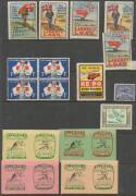 Australia: CINDERELLAS: Accumulation with WWI Liberty Loan x5 with different types, 1938 NSW Sesqui complete sheet of 30 (minor marginal faults) plus extra singles, WWII Lady Gowrie block of 10, Olympex se-tenant pairs, then extensive range of Post Office - 2