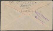 POWs in Borneo: SANDAKAN: 1945 (Aug 21) cover from the same correspondence underpaid with 1Â½d & 2Â½d only - 4d being the postcard rate - but not taxed, large 'UNDELIVERABLE/RETURN TO SENDER' cachet. With the enclosed letter that suggests Lance-Corporal K - 3