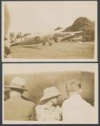 Northern Territory: 1931 real photo cards of Charles Kingsford Smith and Captain Matthews landing at Darwin, planes of Kingsford Smith & Captain Matthews on the landing strip, crowd arround Matthews' plane, Matthews with two locals (and two other cards un - 2