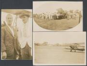 Northern Territory: 1931 real photo cards of Charles Kingsford Smith and Captain Matthews landing at Darwin, planes of Kingsford Smith & Captain Matthews on the landing strip, crowd arround Matthews' plane, Matthews with two locals (and two other cards un - 3