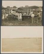 Northern Territory: 1931 real photo cards of Charles Kingsford Smith and Captain Matthews landing at Darwin, planes of Kingsford Smith & Captain Matthews on the landing strip, crowd arround Matthews' plane, Matthews with two locals (and two other cards un - 4