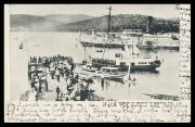 Tasmania: Hobart: 'Return of Troops to Hobart' (arriving troopship & large welcoming party on boat & pier) undivided back card used 1906 at 'MARGATE'. Rare Tasmanian Boer War subject.