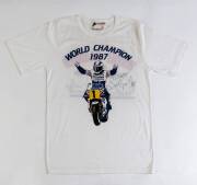 SPORT AUTOGRAPHS: Wayne Rainey (500cc World Champion) signature on Yamaha T-shirt worn in race; Wayne Gardner signed T-shirt; Reg Gasnier signature on tribute Dinner Menu.