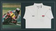 SPORT AUTOGRAPHS: Wayne Rainey (500cc World Champion) signature on Yamaha T-shirt worn in race; Wayne Gardner signed T-shirt; Reg Gasnier signature on tribute Dinner Menu. - 2