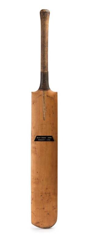 1880 full size "Caldecourt" Cricket Bat, with plaque affixed to front engraved "Bat Used 1880, Weight - 2lb". Match-used, though very good condition.