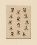 CRICKET DISPLAYS, noted Warwick Armstrong, display with signature on piece, window mounted with large action picture; 1882 newspaper engraving titled "The Australian Cricketing Team", from 'The Graphic' June 3 1882; plus reprinted 1902 Australian Cricket