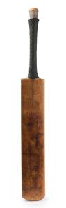 DON BRADMAN: "Sykes - Don Bradman - World Record" Cricket Bat, signed in the ownership position by Don Bradman (some fading), handstamped on front "Made Specially For Winslow & Bertram (Pty) Ltd, Sports Outfitters, Johannesburg", Match-used bat.”