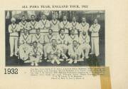 1932-33 ENGLAND "BODYLINE" TOUR TO AUSTRALIA: MCC team list written out by R.E.S.Wyatt on "Brisbane Hotel, Launceston, Tas" letterhead; plus team picture with 6 signatures including R.E.S.Wyatt, Gubby Allen & Freddie Brown. - 3