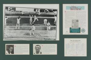 "THE TIED TEST", 1960 Australia v West Indies, 1st Test at Brisbane, display comprising action picture signed by Wes Hall & Richie Benaud, limited edition 532/1000, window mounted, framed & glazed, overall 88x63cm. With CoA.