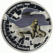 AUST. ANTARCTIC TERRITORIES: 1oz silver proofs, 2004 Mawson Station, 2005 Leopard Seal, 2006 Edgeworth David Base and 2007 Davis Station. Limited to 7,500 sets, cat. $620.