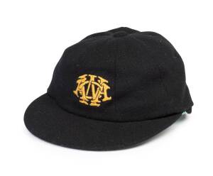 WESTERN AUSTRALIA CRICKET CAP, pre-1975, black with embroidered "WACA" monogram on front, player unknown. Good match-worn condition. 