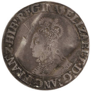 1559-60 (Spink.2548) Elizabeth I shilling, mm 'Lis', 1st issue, bust 1A with pearls. Good even tone, 2 diagonal bends otherwise VF+.