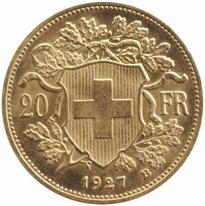 1927B GOLD 20 francs.