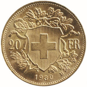 1930B GOLD 20 francs.