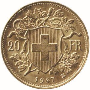 1947B GOLD 20 francs.