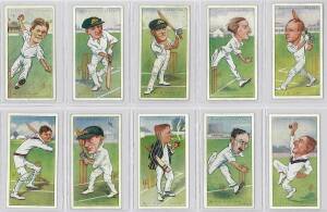 1926-38 cricket cards, noted 1926 Players "Cricketers, Caricatures by RIP" [50]; 1926 Godfrey Phillips "Famous Cricketers" [27/32]; 1926 R.& J.Hill "Caricatures of Famous Cricketers", large size [50]; 1928 Major Drapkin "Australian and English Test Cricke