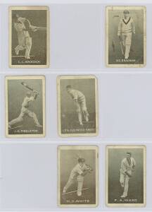 1937 Griffiths Brothers (Black Crow Cough Drops) "Australian Cricketers", part set [6/11 known]; plus (Cruising Toffee) "Australian Cricketers", part set [5/10 known]. One Poor, others Fair/VG. Scarce.