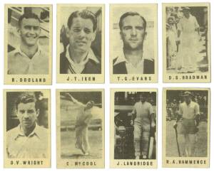 1946-47 Coles Stores "Cricketers in Australia" (Backs without framelines), part set [20/40].