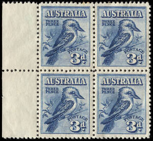 Older style collection in a sm. album, mixture of mint and used. Majority of mint as blks of 4 or larger incl. imprints and Sheet No's. Noted 6d engraved Kooka pair*, £1 & £2 Arms as FU blks of 4 and £1 & £2 Specimens*, postage dues to 1/- as mint blks or