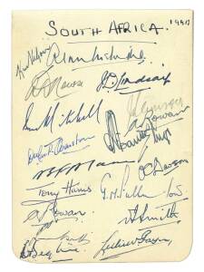 1947 South African team to England, autograph page with 18 signatures including Dudley Nourse, Ken Viljoen & Johnny Lindsay; plus 12 signed photographs & 2 signed pieces.