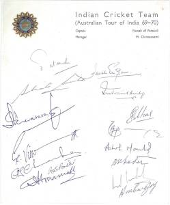 INDIA: Team sheets (3) for 1969-70 v Australia; 1974 tour to United Kingdom; 1976 tour to NZ & West Indies.